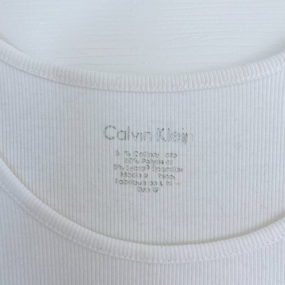 White Calvin Klein Ribbed Tank Top - Picture 3 of 3